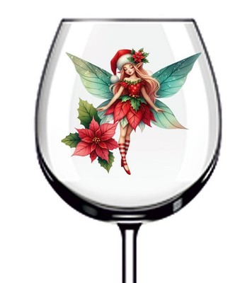 12x bunte Weihnachtsfee UV DTF Aufkleber - Becher Weinglas Flasche Becher