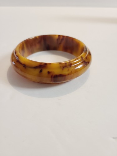 Vintage Bakelite Bangle Bracelet Butterscotch Marbled Brown Swirl - Picture 17 of 18