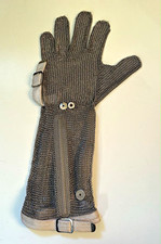 Metal Mesh Chainmail Safety Work Glove Gauntlet Cuff with Buckle Strap