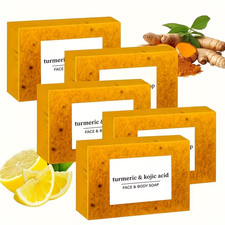 5PCS Lemon Turmeric Kojic Acid Soap  Skin Brightening  Dark Spot Corrector