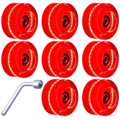 Tanzfrosch 8 Pack Roller Skate Wheels with Bearings 32mm x 58mm, Red 