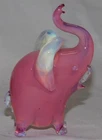 Vintage Murano Glass Alabastro & Opalescent Trunk Up Pink Elephant - Segusso?