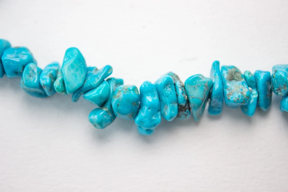 COLLANA TURCHESE Naturale  60 Cm chiusura Argento  - Immagine 4 di 4