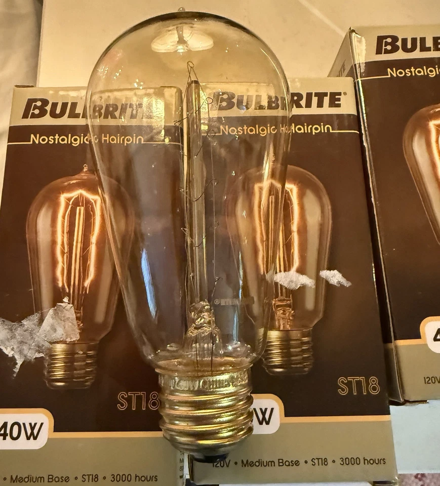 4 Pack Bulbrite 134018 40W Nostalgic Edison Hairpin Style Bulb Vintage - Image 3 of 3