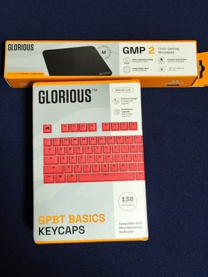 Glorious GPBT Basics Keycaps ANSI/ISO - Revive Red BRAND NEW & Black Mousepad