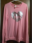 Juniors Large 11-13 Pink Sweatshirt Heart Graphic Long Sleeve