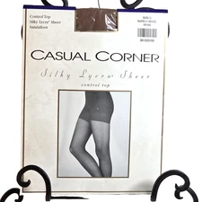 Casual Corner Size C Pantyhose Silky Lycra Sheer Control Top Barely Beige New