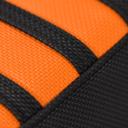 2004-2017 Yamaha XT 660 Seat Cover By Enjoy Mfg BLK/ORANGE/BLK rib #345 LOGO - Picture 4 of 4
