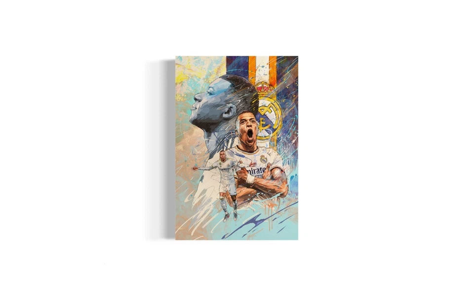 Kylian Mbappe | Real Madrid | Arte de pared deportivo | Lienzo | Regalo cueva hombre Foto 2 de 4