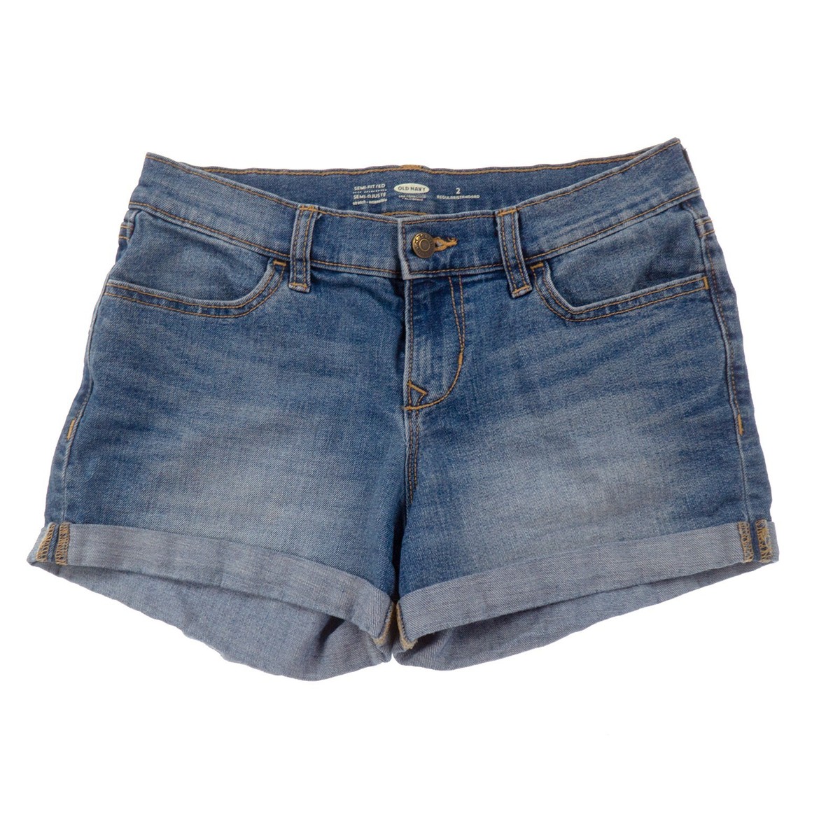 Old Navy Semi-Fitted Blue Jean Shorts Womens Cuffed