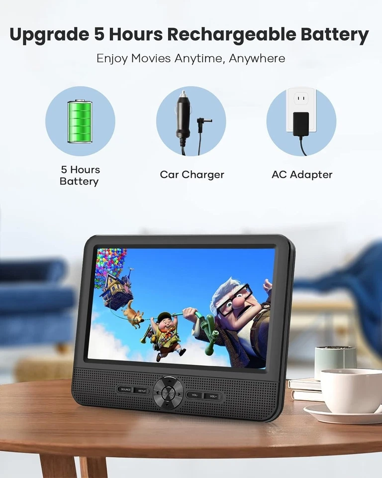 Reproductor De DVD Portátil Dual 7,5 Pulgadas Con Batería Recargable De 5 Horas Foto 3 de 4