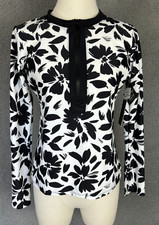 Island Escape Printed Half-Zip Long-Sleeve Rash Guard SMALL Floral Print NWT'S.