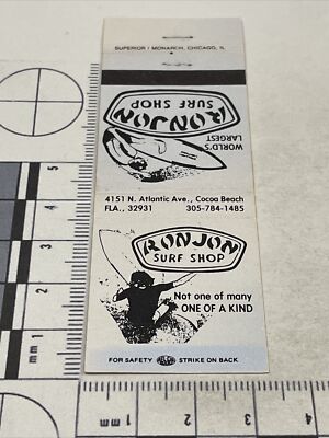 Matchbook Cover Ron Jon Serf Shop  One Of A Kind Cocoa Beach, FL  gmg  Unstruck