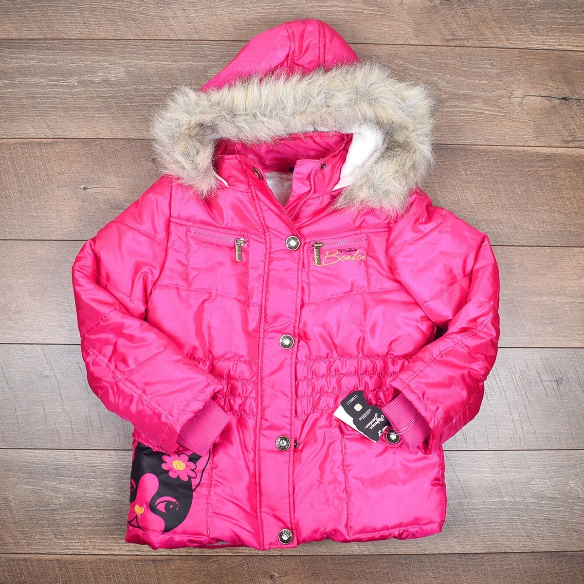 Pink faux fur hooded bomber 2025