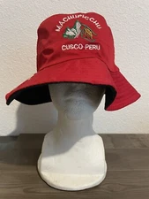 Machupicchu Cusco Peru Red Bucket Fisherman Outdoor Sun Hat