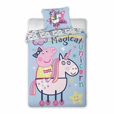 Original Peppa the Pig Wutz Reversible Bedding 140x200 70x90 cm Unicorn