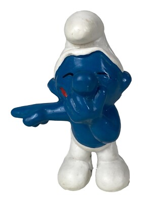 Smurfs 20011 Laughing Smurf Jokey Pointing Rare Vintage Figure PVC Toy Figurine