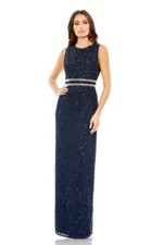 MAC DUGGAL SEQUIN Beaded Gown Navy Sz 2 93603 SLEEVELESS Prom Gala Pageant Dress