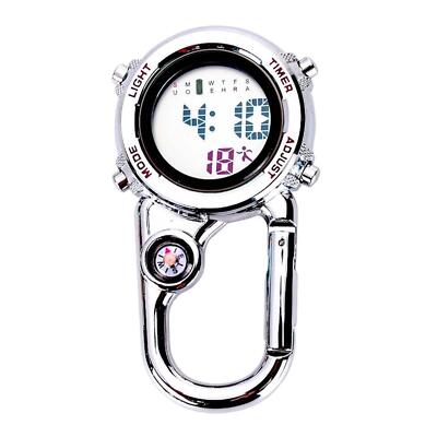 Multifunktion Karabiner Uhr Rucksack Schlüsselanhänger Uhr leuchtend weißes Zifferblatt Clip On