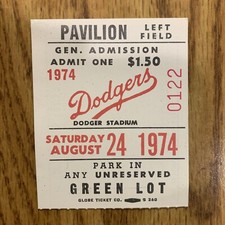 Davey Lopes 5 SB Ties NL Record 70 years ticket stub 8/24/74 Cardinals Dodgers