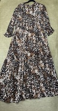 John Lewis Dress Size UK 18 Animal Print Long Midaxi Tirered