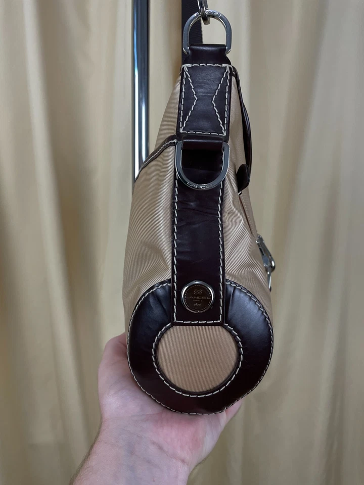 Bolsa de ombro Lancel Paris náilon vintage tamanho único bege feminina - Imagem 4 de 4