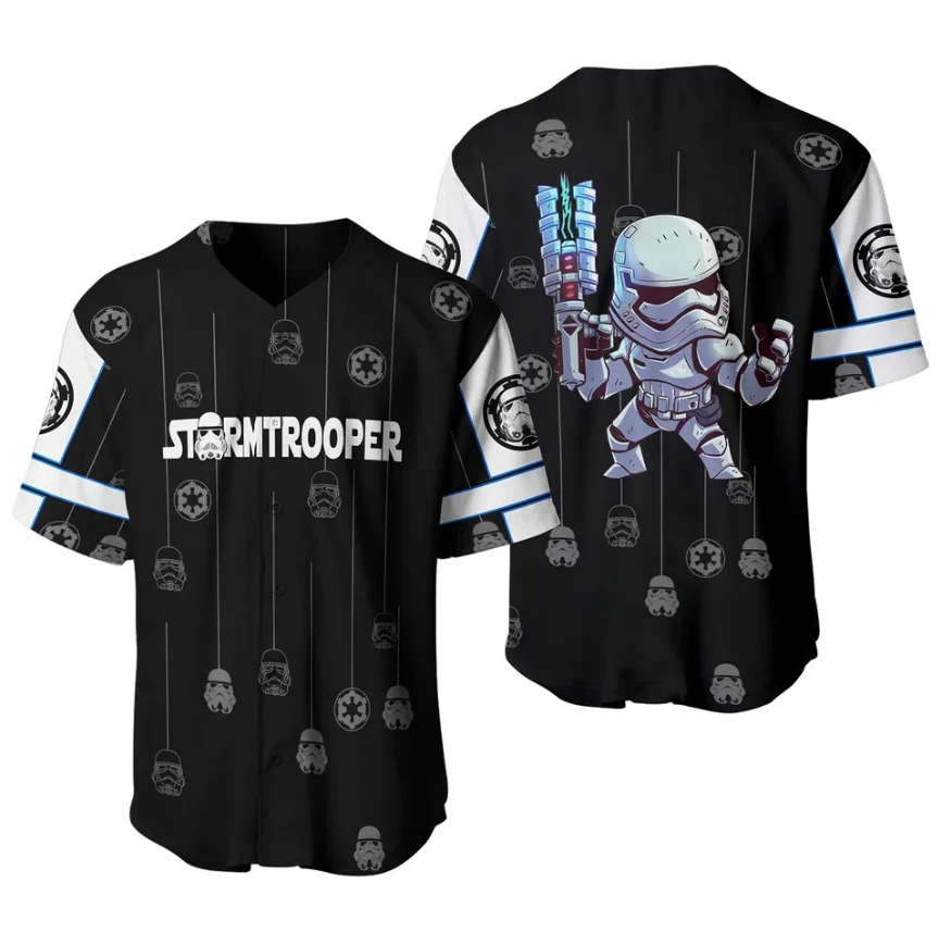 Star Wars Stormtrooper Black White Patterns Disney 3D Baseball Jersey Shirt