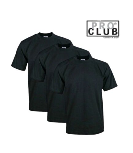 Large Black Pro Club Men's Heavyweight Short Sleeve Crew Neck T-Shirt (3 Pack)
