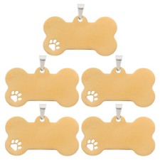 5PCS Cartoon Bone Shape Dog Tag Stainless DIY Pet Hanging Tag Blank Pet Name Tag