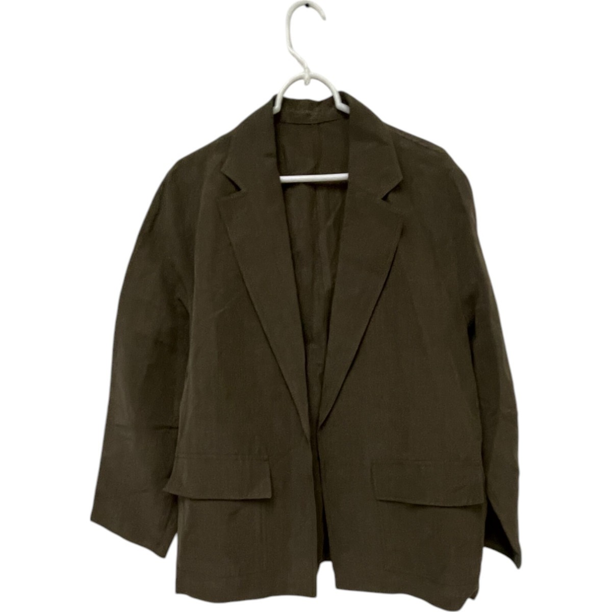 Massimo Dutti Womens Blazer Jacket Size M Linen Green Oversized