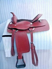 Western Barrel saddle 16" buffalo on ECO- leather with color chestnut  drum