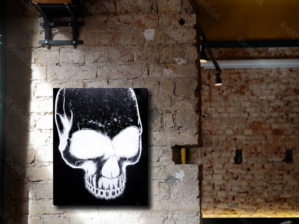 Pintura Retrato Calavera Icónica - Arte Original - 16"x20" - Luz Negra UV Foto 2 de 4