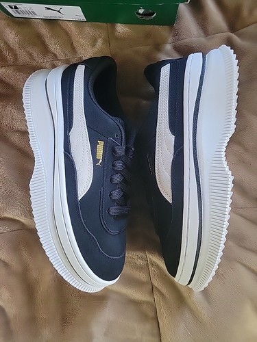 Puma Deva Suede Leather Black White Lace Up Womens Platform Size 7 - Picture 5 of 9