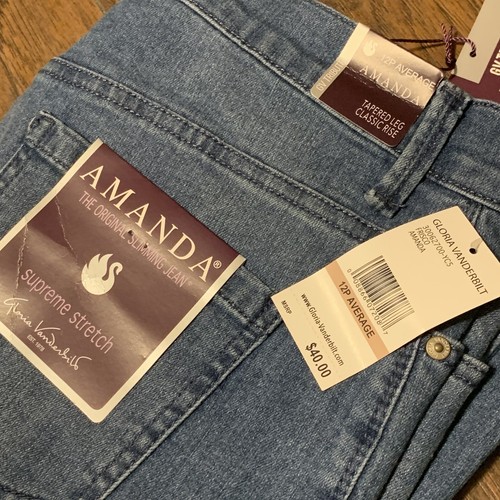 Gloria Vanderbilt Amanda Petite Average Supreme Stretch Blue Jeans Sz 12 1 - Picture 2 of 7