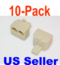 RJ45 Ethernet Network Splitter 8P8C, 1-Male to 2-Female LAN Adapter 10-Pack 