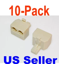 RJ45 Ethernet Network Splitter 8P8C, 1-Male to 2-Female LAN Adapter (10-Pack)