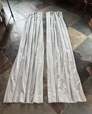 CUSTOM PINCH PLEAT DRAPES SET 20  x 108  HUNTER DOUGLAS GRAY CAROLE FABRIC EUC