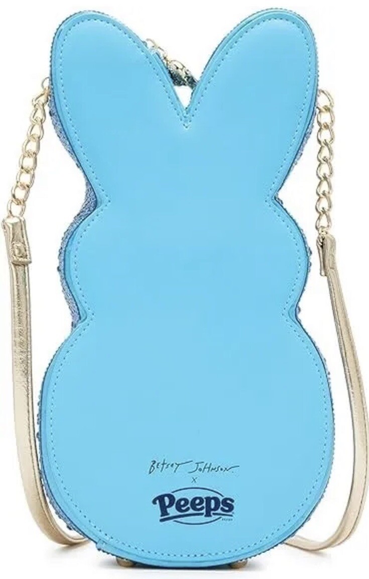 Betsey Johnson Kitsch Peeps Blue Rhinestone Bunny Rabbit Easter Crossbody Bag image 3