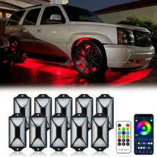 10 Pods LED Neon Rock Lights RGB Bluetooth Underglow Glow For Cadillac Escalade