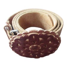 Abercrombie Fitch Genuine Brown Leather Belt Leather Buckle