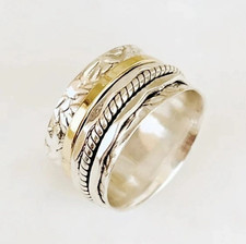 Lovely 925 Sterling Silver Spinner Ring Handmade Jewelry Boho Gift For Her A-515