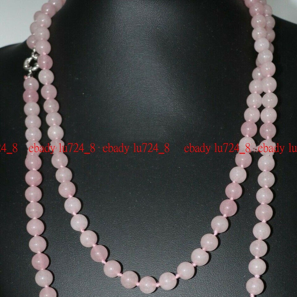 Natural Rose Quartz Stone Round Beaded Necklace Available In 6 Mm 8 Mm - Foto 3