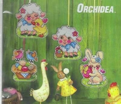 EASTER ORNAMENTS--4 Designs--Lamb--Bunny--Eggs--Chick--Counted Cross Stitch KIT