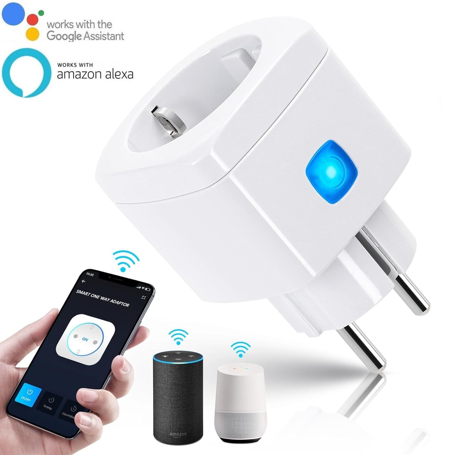 AIGOSTAR SPINA WIFI INTELLIGENTE PRESA SMART ASSISTANT ALEXA GOOGLE 10A 2300W
