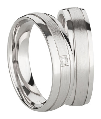 Ring Eheringe Partnerringe Verlobungsringe Silber 925 mit Diamant + Gravur