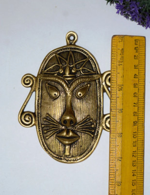 Mustache Tribal Man Face Wall Decor Brass Primitive Man Mask Wall Hanging RD266