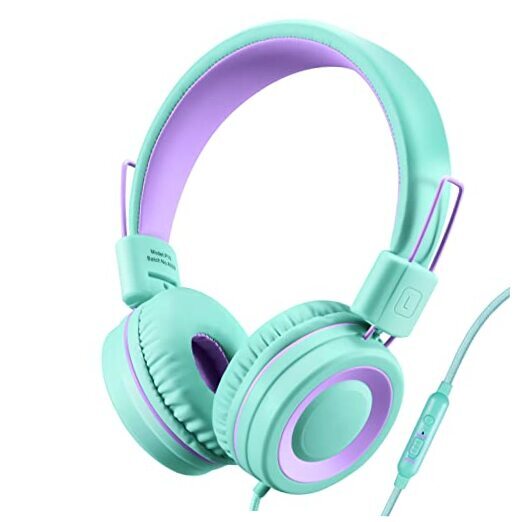 P10 Kids Headphones with Microphone Stereo Headphones for Children Boys Green
