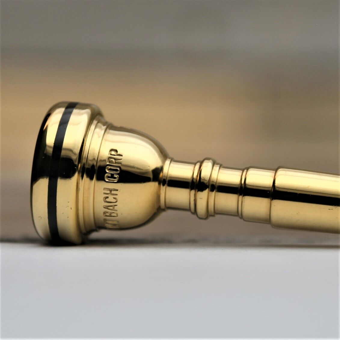 Vincent Bach Corp 7C Gold With Black Crown Inlay Trumpet Mouthpiece #MP483