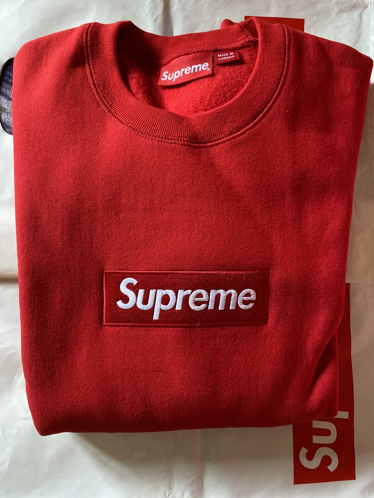 Supreme Box logo Crewneck rouge moyen 2015 flambant neuf