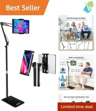 Height Adjustable Tablet Floor Stand - 22-55 Inches with 360° Angle Flexibility